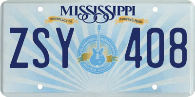 MS license plate ZSY408