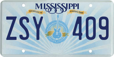 MS license plate ZSY409