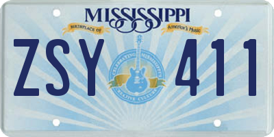 MS license plate ZSY411