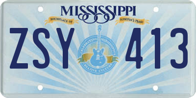 MS license plate ZSY413