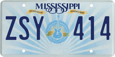 MS license plate ZSY414