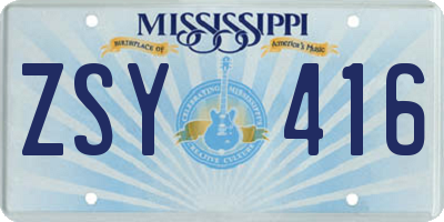 MS license plate ZSY416
