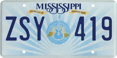 MS license plate ZSY419