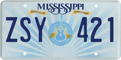 MS license plate ZSY421
