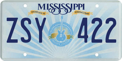 MS license plate ZSY422