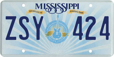 MS license plate ZSY424