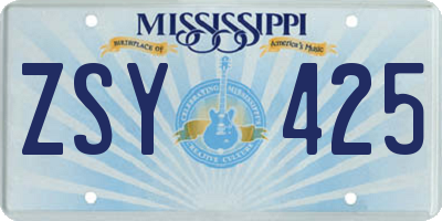 MS license plate ZSY425
