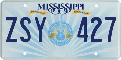 MS license plate ZSY427
