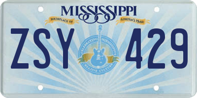 MS license plate ZSY429
