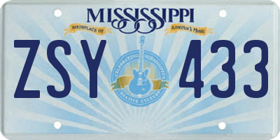 MS license plate ZSY433
