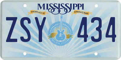 MS license plate ZSY434