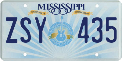 MS license plate ZSY435