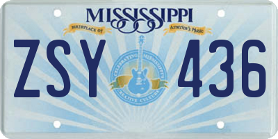 MS license plate ZSY436