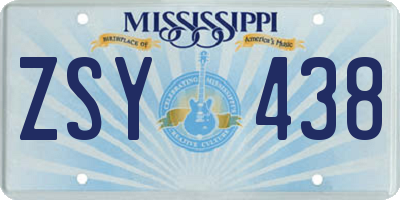MS license plate ZSY438