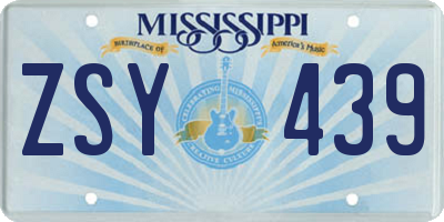 MS license plate ZSY439