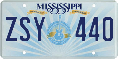 MS license plate ZSY440