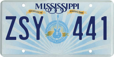 MS license plate ZSY441