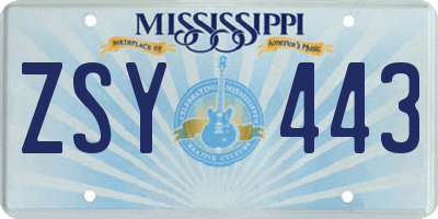 MS license plate ZSY443