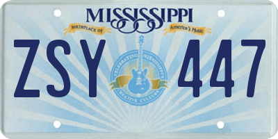 MS license plate ZSY447