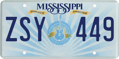 MS license plate ZSY449