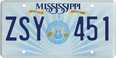 MS license plate ZSY451