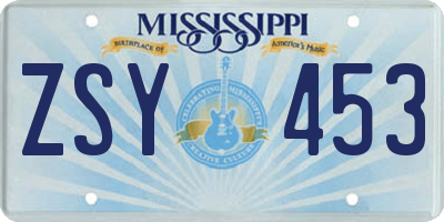 MS license plate ZSY453