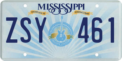 MS license plate ZSY461