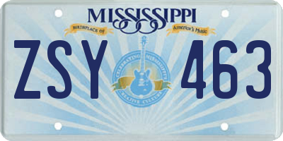 MS license plate ZSY463