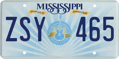 MS license plate ZSY465