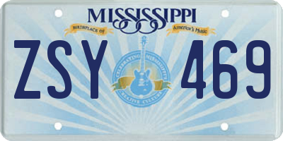 MS license plate ZSY469