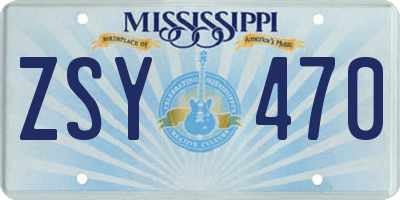 MS license plate ZSY470