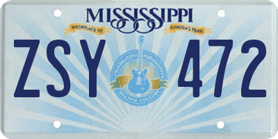 MS license plate ZSY472