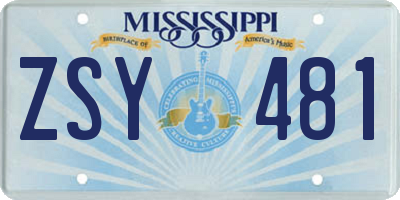 MS license plate ZSY481