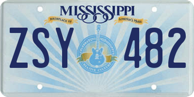 MS license plate ZSY482