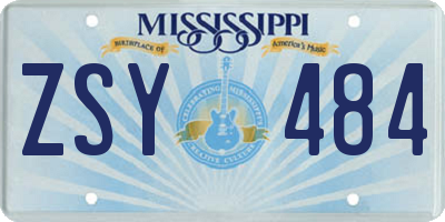 MS license plate ZSY484