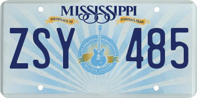 MS license plate ZSY485