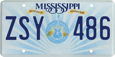 MS license plate ZSY486
