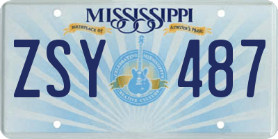 MS license plate ZSY487