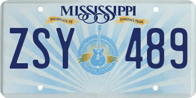 MS license plate ZSY489