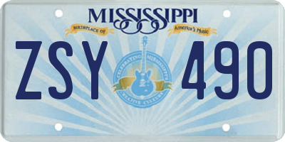 MS license plate ZSY490