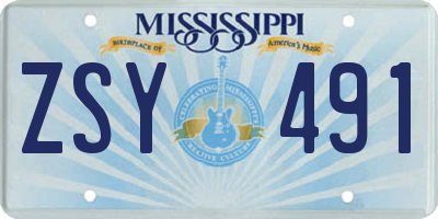 MS license plate ZSY491