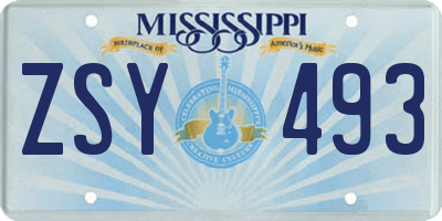 MS license plate ZSY493