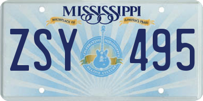 MS license plate ZSY495