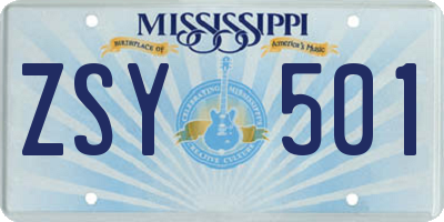 MS license plate ZSY501