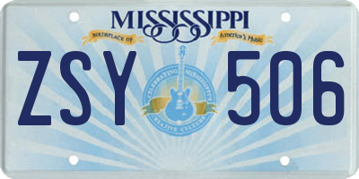 MS license plate ZSY506