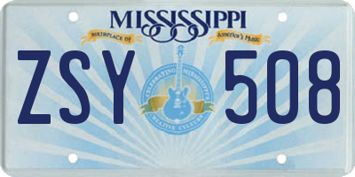 MS license plate ZSY508
