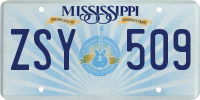 MS license plate ZSY509