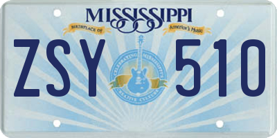 MS license plate ZSY510