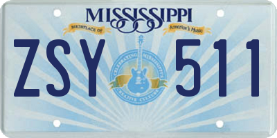 MS license plate ZSY511