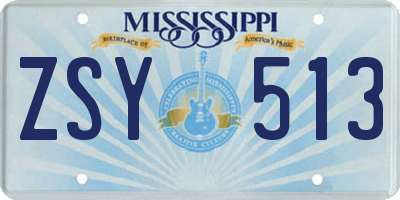 MS license plate ZSY513